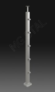 Słupek balustrady nierdzewnej profil 40x40 + przelotki 5 szt., szlif