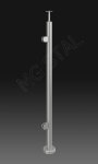 Słupek balustrady szklanej 42,4mm z dwoma uchwytami do szkła, szlif