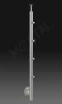 Słupek balustrady nierdzewnej 42,4mm mocowanie boczne + przelotki 4 szt., szlif