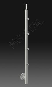 Słupek balustrady nierdzewnej 42,4mm mocowanie boczne + przelotki 4 szt., szlif