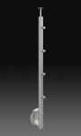 Słupek balustrady 42,4mm mocowanie boczne zaciskowe + przelotki 4 szt. , szlif