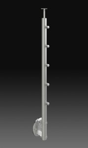 Słupek balustrady z uchwytami przelotowymi 5 szt z rury 42,4mm mocowanie boczne zaciskowe, szlif